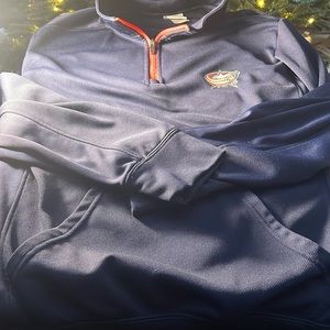 NHL Mens Quarter Zip Columbus Blue Jackets Sweatshirt Color Blue Size Medium